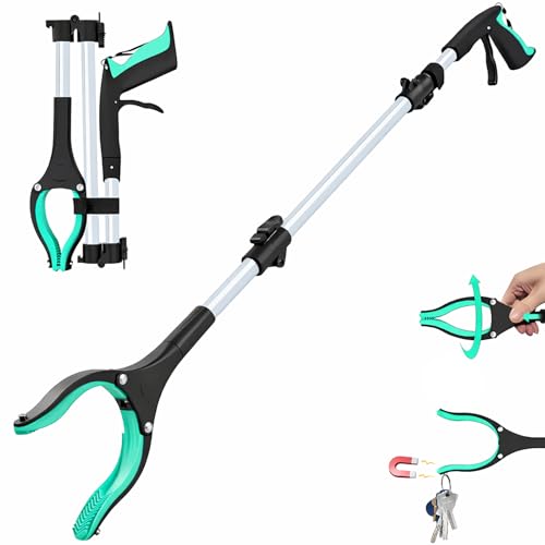 Image of Grabber Reacher Tool - 43 inch Extra Long Foldable Gripper and Reaching Tool - Heavy Duty Pick Up Stick Grabbers for Seniors, Trash, Surgery Recovery Must Haves Gifts (Green-43in)