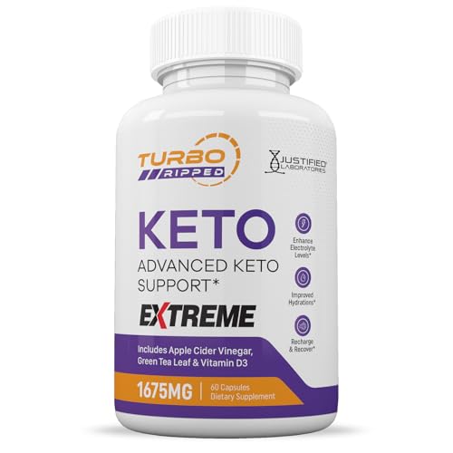 Turbo Ripped Keto ACV Extreme Pills 1675MG Keto Support Blend Capsule Alternative to Keto ACV Gummies Formulated with Apple Cider Vinegar Extra Virgin Olive Oil Powder Green Tea Leaf 60 Capsules