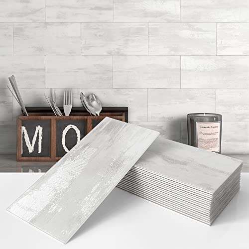 Vaovi Peel And Stick Backsplash Subway Marble Tiles,Kitchen Wall Bathroom Shower Individual Tile Stickers 3.93Inx7.87In(23Tiles,Gray) #TOP8