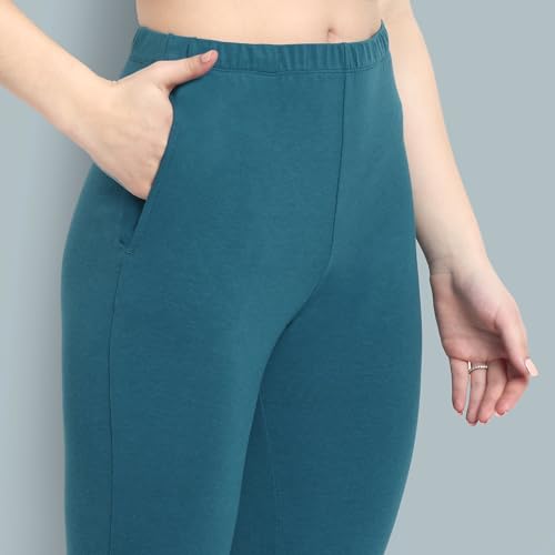 Image of ONE SKY Women Full Length Leggings | Cotton Modal Spandex Blend | High Waist Stretchable & Bio-Washed Fabric | Colour-Lock Technology | Comfortable Leggings for Women