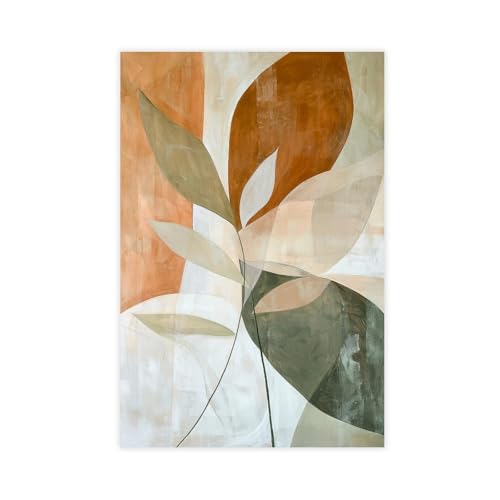 ZMLIS Serene Minimalist Abstract Art Muted Beige, Terracotta & Olive Green Shapes Modern Living Room & Dining Room Wall Art Print