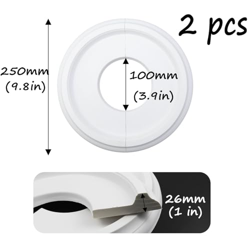 Image of Semetall 2Pcs Lighting PU Ceiling Medallion White 10 inches