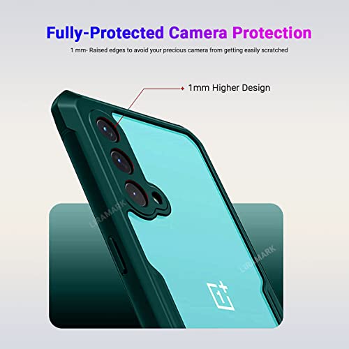 Image of LIRAMARK Transparent Clear Shock Proof Back Cover Case Designed for OnePlus Nord CE (Green)