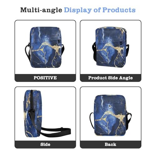 Blue Gold Irregular Marble Texture men's messenger bag Shoulder Bag Everyday Purses Adjustable Strap for work Outdoor Daily4