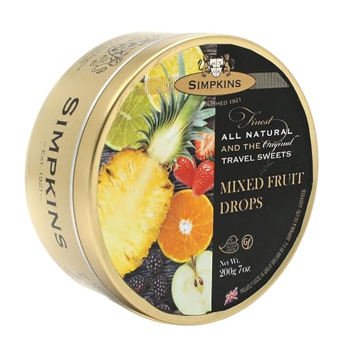 Simpkins Candy Travel Sweets | Mixed Fruit Drops, 7 Ounce Tin (Pack of 6)