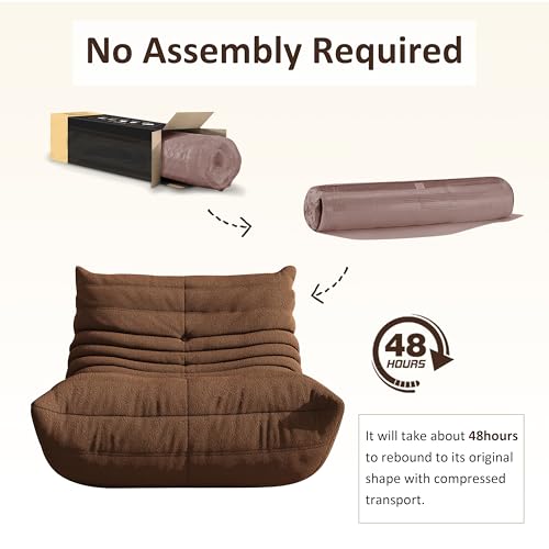 Image of Giant Bean Bag Chair for Adults,Comfy Lazy Fireside Accent Chair with Memory Foam,Cozy Single Floor Sofa Couch Boneless Chaise Lounge for Living Room Bedroom Gaming Room(Coffee,1Seater)