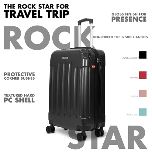 Image of AMERICAN TRAVELLER Rockstar Polycarbonate Trolley Bag | Large (28) | Lightweight Durable Hard Shell | TSA Type Lock | Anti-Theft Zip | 360 Disc Spinner Wheels | Telescopic Handle.