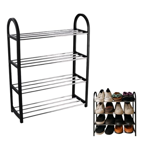 Sapateira Organizadora Porta Sapatos 8 Pares 4 Andares Para Quarto Hall de Entrada Multiuso Livros Tênis Metal e Plástico