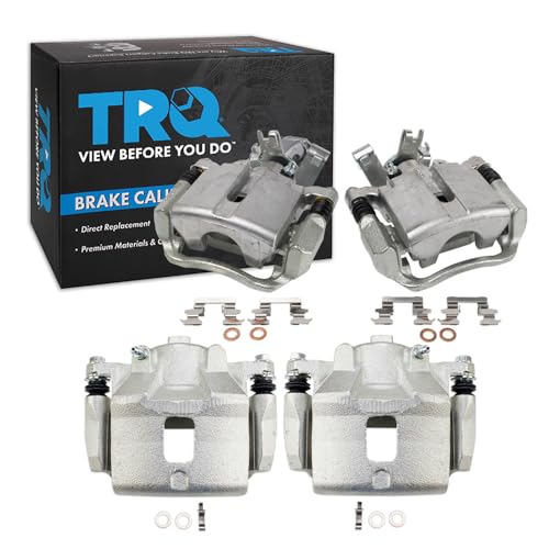 Image of TRQ Front and Rear Brake Caliper Set Zinc Coated Brackets Compatible with 2005-2007 Chevrolet Cobalt 2007-2009 Pontiac G5 2004-2007 Saturn Ion