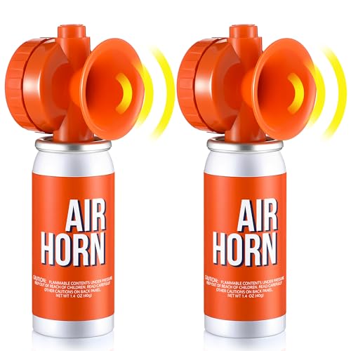 ElectricWise 2 Pack Air Horn 1.4oz, 122dB Loud Air Horns for Safety, Heard Up to 1/2 Mile Away, Small Boat Marine Horn Can, Meet US Coast Guard, Emergency Use for Marine Boating
