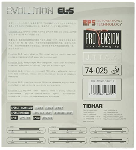 Tibhar Evolution EL-S Table Tennis Rubber (Black, 2,1 - 2,2 mm) - Image 2