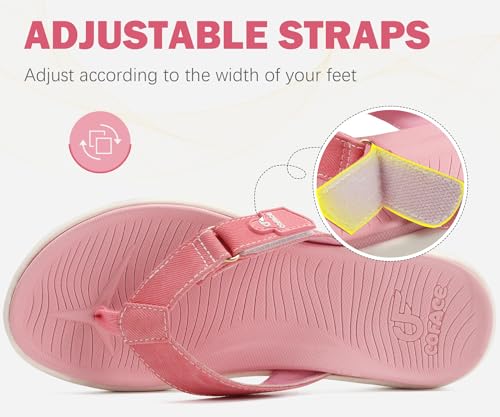 Image of COFACE Flip Flops for Women with Arch Support Beach Thong Sandals for Woman Adjustable Fashion Orthopedic Sandal Outdoor