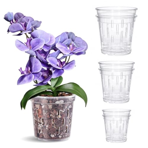 TRUEDAYS Orchid Pot 6 Pack, 2 Each of 4/5/6 Inch Plant Pot with Drainage