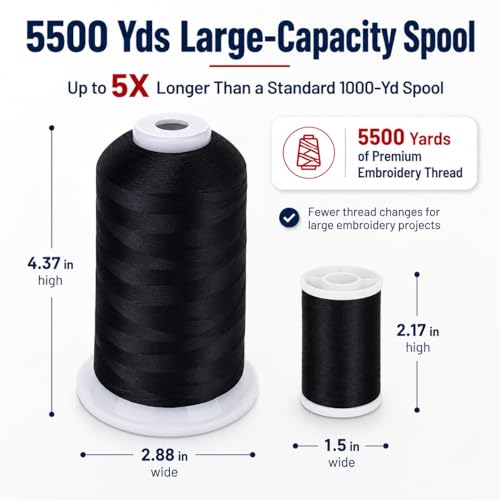 Image of Simthread Embroidery Machine Thread 5000M 40WT Polyester, Dark Grey 707 | 5000M 40WT polyester thread feeds smoothly for home or commercial embroidery projects.