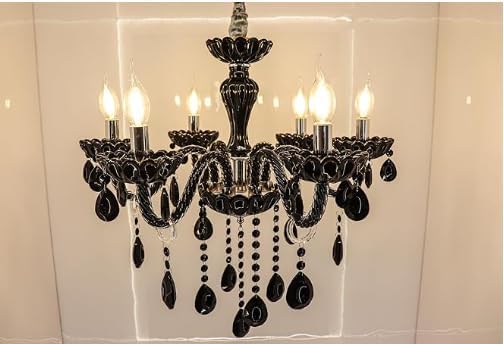 Image of Luxury Modern K9 Crystal Chandelier Lighting Fixture | Italian Style 6-Light Crystal Chandelier Ceiling Light for Living Room, (Antique Black)