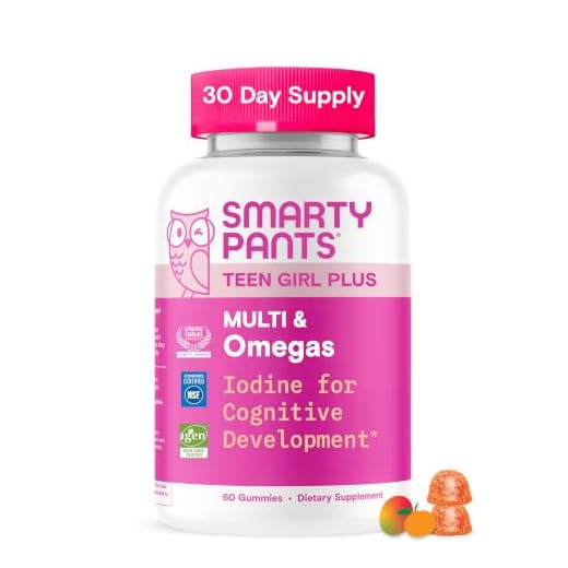 SmartyPants Teen Girl Multivitamin Gummies, Omega 3 (DHA/EPA), Vitamin C, D3, B12, Vitamin A, K & Zinc, Biotin to Support Hair, Skin & Nails, Gluten Free, 60 Count (30 Day Supply)