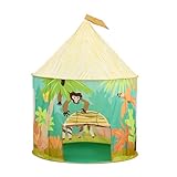 Relaxdays Spielzelt Dschungel, für Kinder, Dschungelzelt Indoor, HD: 125 x 105 cm, Kinderzelt mit Tür, faltbar, bunt