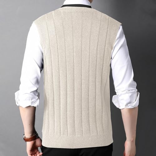 Men's Sweater Vest V Neck Casual Sleeveless Pullover Striped Cable Knit Sweaters Vests Soft Breathable Waistcoat4