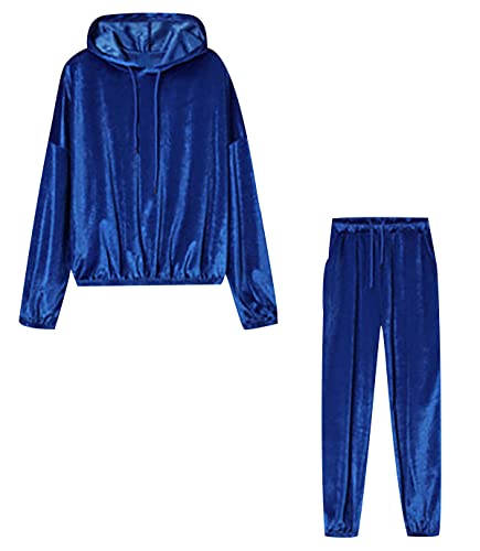 Chandal de Terciopelo Mujer Talla Grande Conjunto Chándal Mujer Completo Loungewear Chandal Deportivo Tallas Grandes Señora Largo Tracksuit Women Chandals Mujer Invierno Chandales Mujeres Azul 3XL