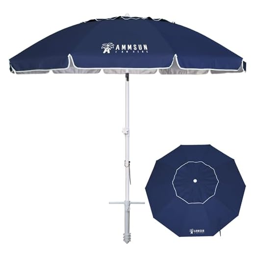 AMMSUN 8 FT Beach Umbrella with Anchor