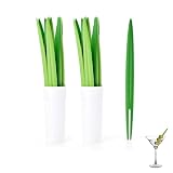 Bamboo Leaf Fruit Fork Set – 2 Sets, 10-Piece Eco-Friendly Green Plastic Fruit Picks for Parties, Snacks & Appetizers