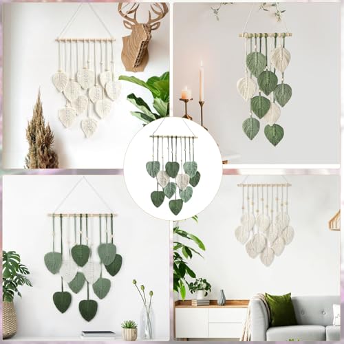 SVUPUE Makramee Wandbehang Grün 40x90 cm Boho Deko – Bild 7