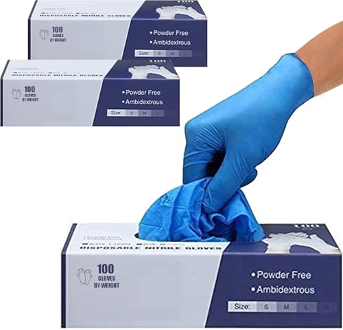 PANKTI Surgicals - Guantes de nitrilo sin polvo, grado alimenticio, guantes de mano, caja de 1000, color azul (1000, mediano)