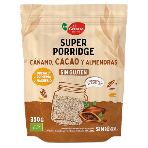 EL GRANERO INTEGRAL - Super Porridge Bio de Cacao Sin Gluten – Desayuno Ecológico, Vegano y Nutritivo – Alto en Fibra, Omega 3, Proteína y Magnesio – 350 g