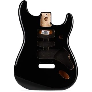 Fender® »DELUXE SERIES STRATOCASTER® ALDER BODY – HSH ROUTING« Corps pour Guitare Électrique – Aulne – Couleur: Noir - Les Beatles, Paul McCartney, John Lennon, RIngo Starr, George Harrison