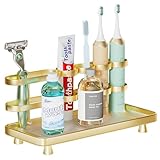 YOOLENS Electric Toothbrush Holder for Bathroom Countertop 5 Metal Slots Toothpaste Razor Mouthwash Organizer, Gold