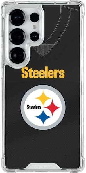 Skinit Clear Phone Case Compatible with Galaxy S25 Ultra - Officially Licensed NFL Pittsburgh Steelers Black Blast Design