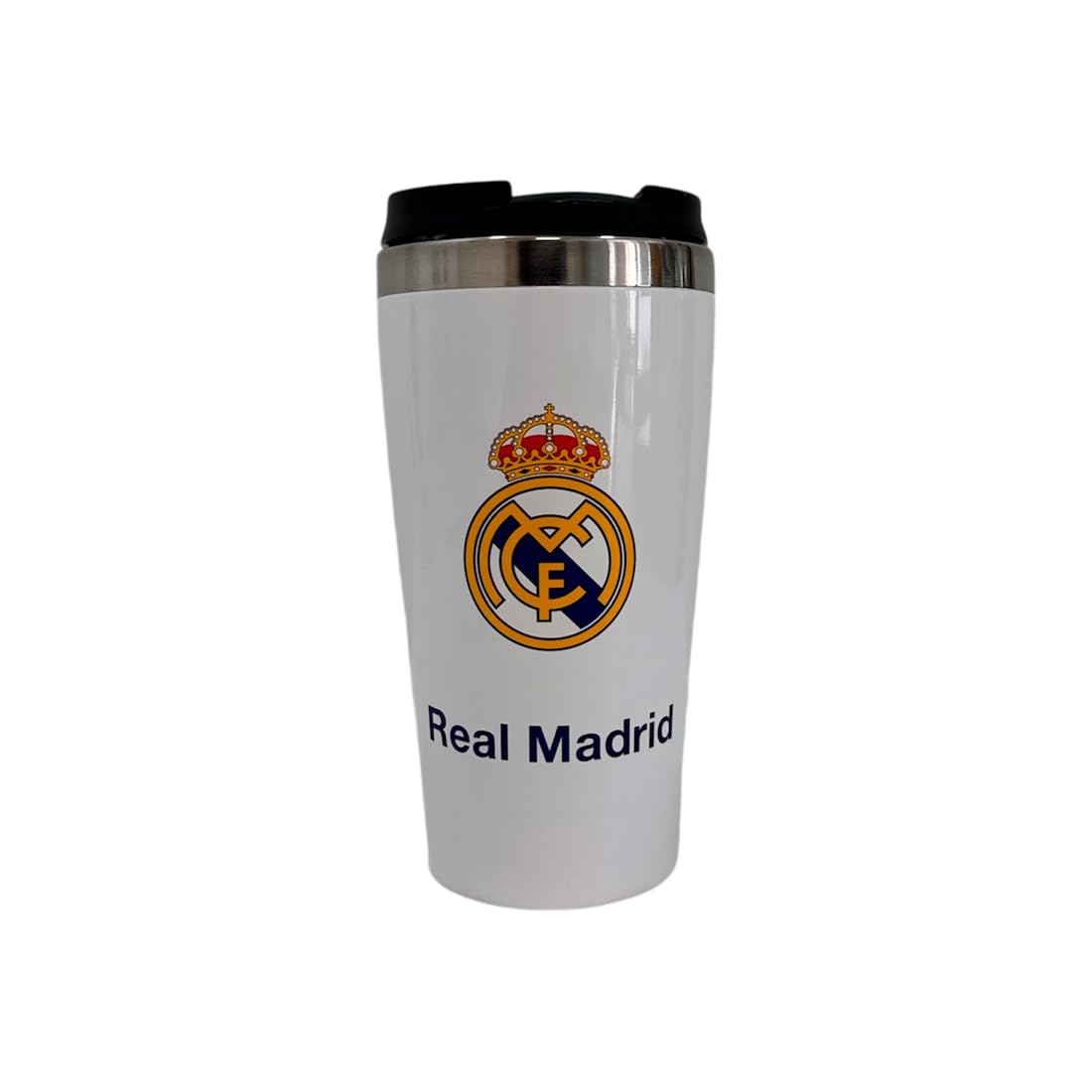 Regali R. Madrid, tazze, bottiglie, piatto decorativo, thermos, prodotti esclusivi per fan, regali ideali per gli appassionati di calcio, accessori di Madrid, Thermos bianco, 1 pieza