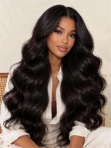 KLAIYI HD Real Scalp Wig 13x4 Lace Frontal Human Hair Wig Loose Body Wave with Face Framing Curtain Bangs Pre Everything Glueless 3S Wear and Go Precut Lace Pre Plucked Pre Bleached 180%Density 26Inch