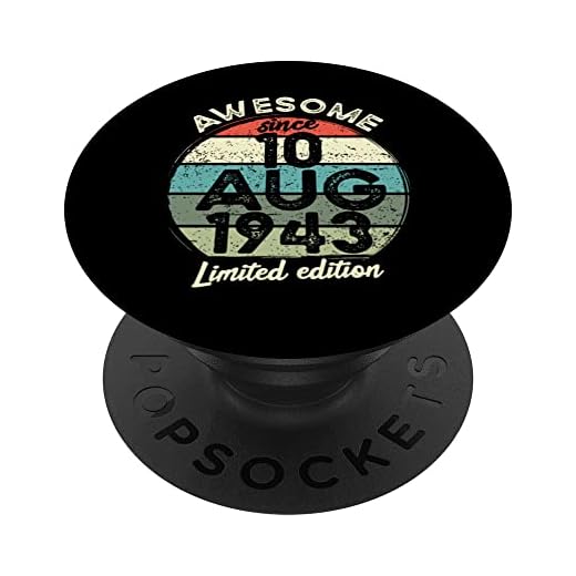 Camiseta de cumpleaños de 80 años, 10 de agosto de 1943, 80 cumpleaños PopSockets PopGrip Intercambiable