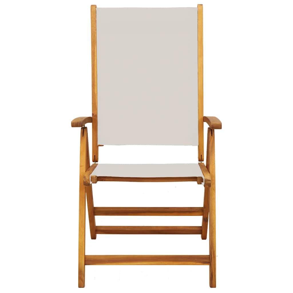 Juego de 8 sillas plegables de jardín de madera de acacia con funda de textileno y respaldo ajustable, para terraza, jardín, balcón