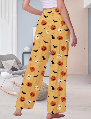 Image of Veseacky Women's Wide Leg Lounge Pants Yoga Pajamas Comfy Stretch Drawstring Pajamas Puls Size Dance Bottoms S-4XL