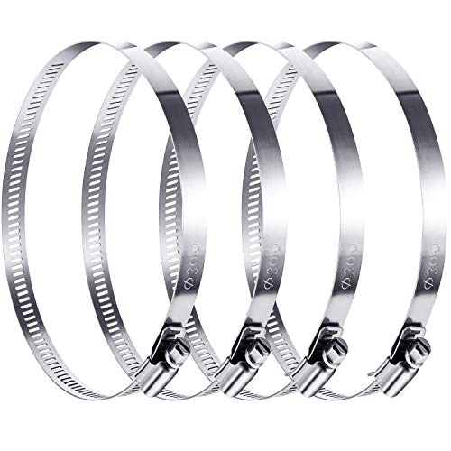 Image of Boao 4 Pieces Adjustable 304 Stainless Steel Duct Hose Clamp, 12 Inch