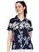 Hawaiian Shirt 35W Women Bamboo Tree Print Aloha Beach Top Blouse Blue XL