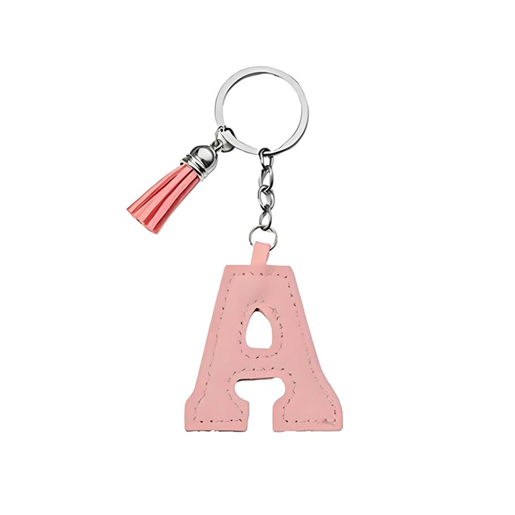 Arfuka Unisex Letter A Letter Keyring With Colored Pu Leather Tassel Pendant Alphabet A Keychain- Cute Bag Charm, Backpack Decoration Accessories For Women & Men