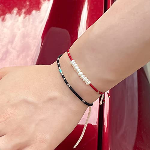Image of KELITCH Miyuki Friendship Bracelet Boho Seed Beads Women Thin Strand Bracelets Adjustable