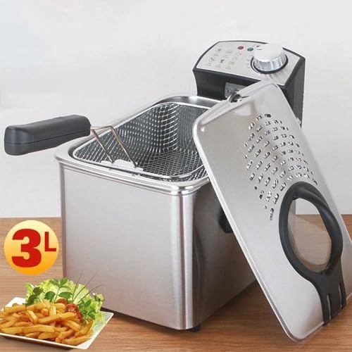 Friteuse 1800W acier inoxydable avec panier amovible et couvercle