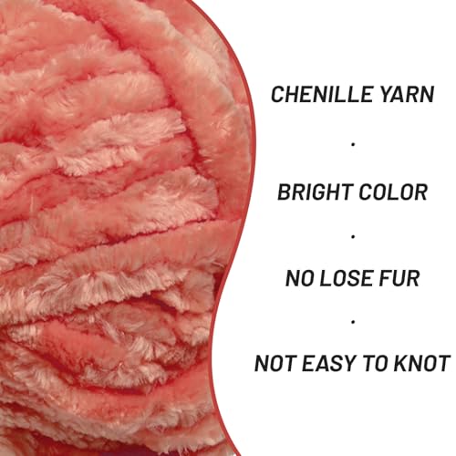 Image of Fuzzy Chunky Chenille Yarn for Crocheting,Soft Plush Yarn for Hand Knitting,Bulky 100 g(49.2 yd) Baby Blanket Yarn for Crocheting Amigurumi Yarns,Crochet Fluffy Velvet Yarn (Grey Pink)