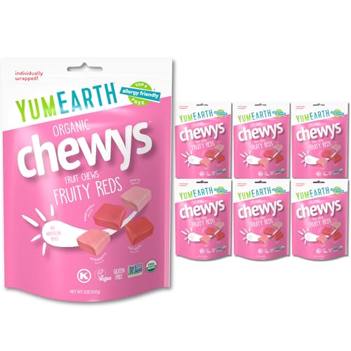 Image of YumEarth Organic Chewys Fruity Reds Candy Chews, 5oz Bag (Pack of 6)