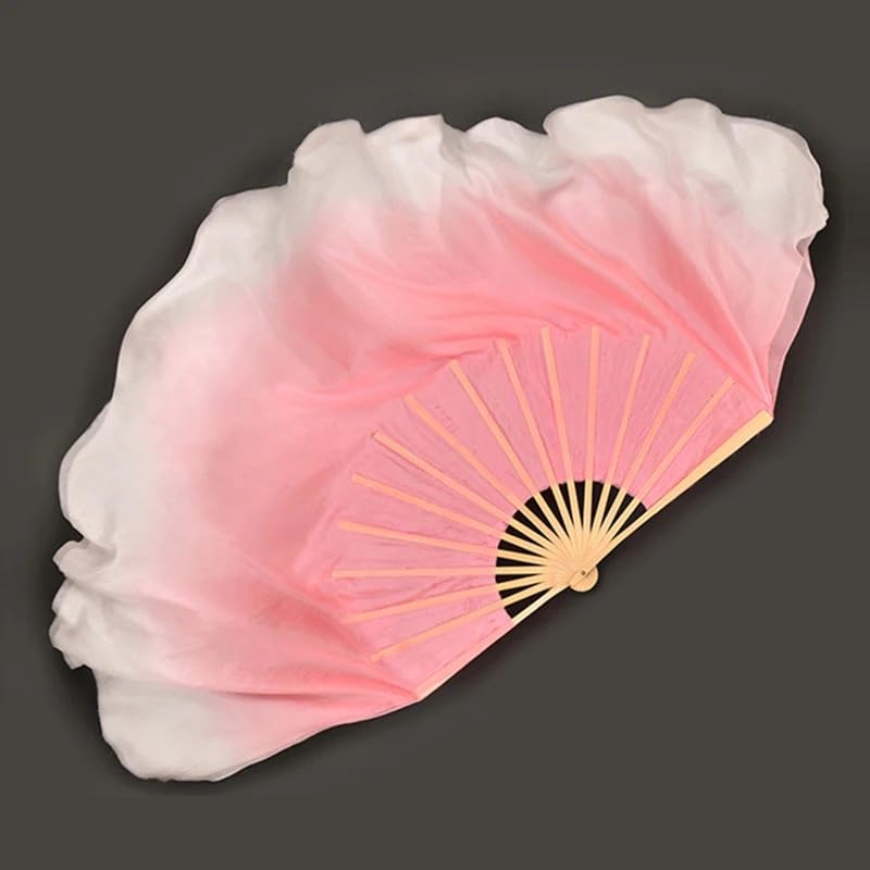 Taniec brzucha Wachlarz jedwabny do tańca brzucha, długie wachlarze z jedwabiu 10-50 cm damski wachlarz do tańca ludowego różowy półokrąg gradientowy jedwabny welon taniec wachlarz ręczny kwadratowe w
