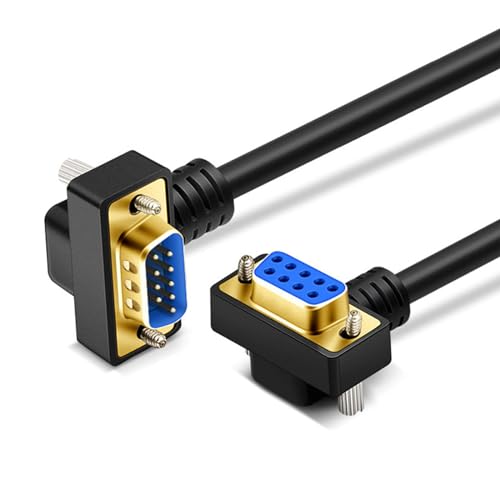 GXMRHWY DB9 Male to Female Gold Plated Serial Port Cable RS232 Connection Cable Up Right Angle 9 Pin RS232 COM Port Connection Cable (50CM)