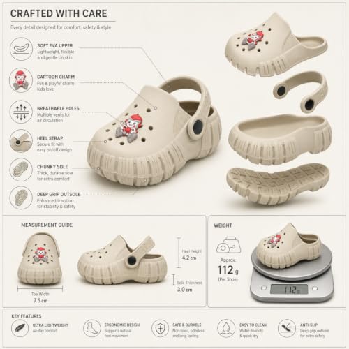 Image of GIMME ! Little Monkey, Toddler Clogs Slippers, 12 Months to 6 Years, Baby Boy, Waterproof, Lightweight, Cute Cartoon Fun Charms, Pink, Non-Slip Sole