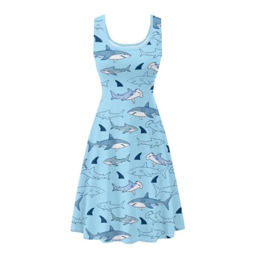 Image of Women Stylish Tank Dresses Sleeveless Round Neck Midi Casual Dress with Pocket for Summer