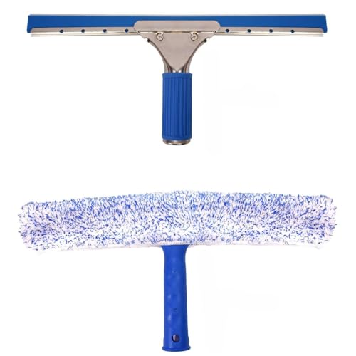 TRIXES Kit de Limpieza de Cristales - Escobilla de Goma y Limpiador de Microfibra Ventana - Kit de Limpieza de Coches - 2-en-1 Combi no racha de Cristal depurador y Goma de limpiaparabrisas