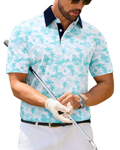 Mens Polo Shirts Stretch Dry Fit Printed Golf Shirt Summer Party Beach Tops - image 2