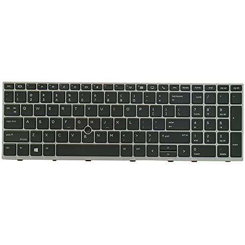 AUTENS Teclado de repuesto para portátil HP EliteBook 850 G5 / 755 G5, ZBook 15u G5, marco plateado (sin retroiluminación) Cover